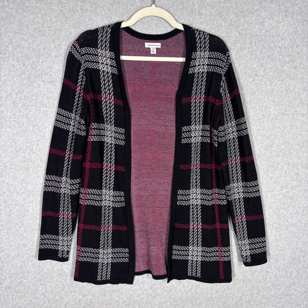 Croft Barrow Tartan Plaid Cardigan Sweater Small Heritage Country Old Money